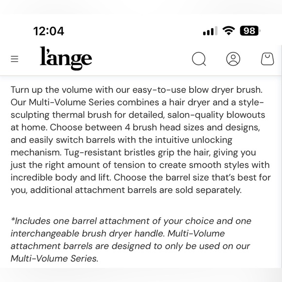 L'ange Multi-Volume Series 2-in-1 Interchangeable Brush Dryer New (open box) - Picture 4 of 8